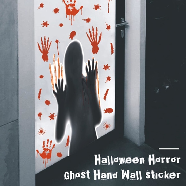 Halloween-dekor Bloddekal Dörrfingeravtryck Självhäftande klistermärken Glasfönsterväggklistermärken för barn
