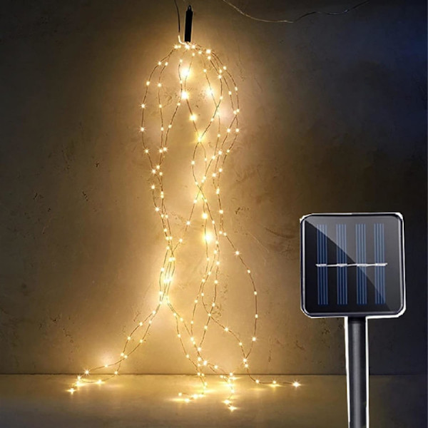 LED-slingljus 10x2M 200LED solcellslingljus solcellskopparfe slingljus för DIY bröllop villa festdekoration
