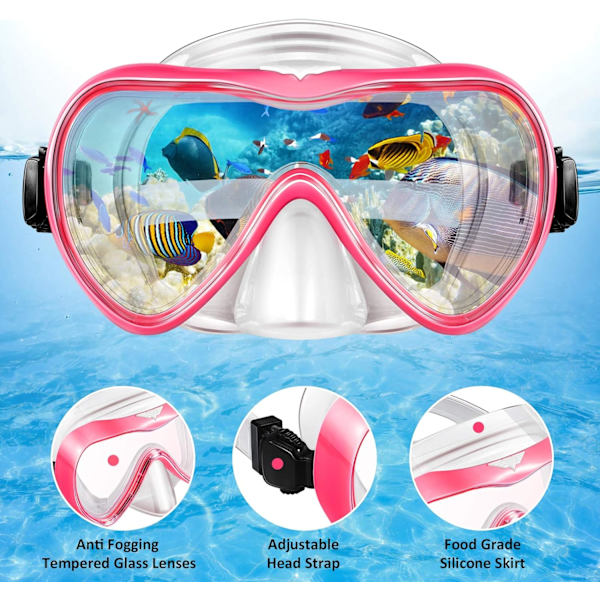 Snorkelsæt Snorklingudstyr Voksne, Tør Top Dykkermasker Og Snorkel Til Mænd Kvinder-Pink