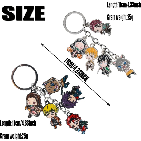 Heyone Demon Slayer Charm nyckelring Set Nyhet Cool Anime Manga Figur Cosplay Serie vänskap nyckelring