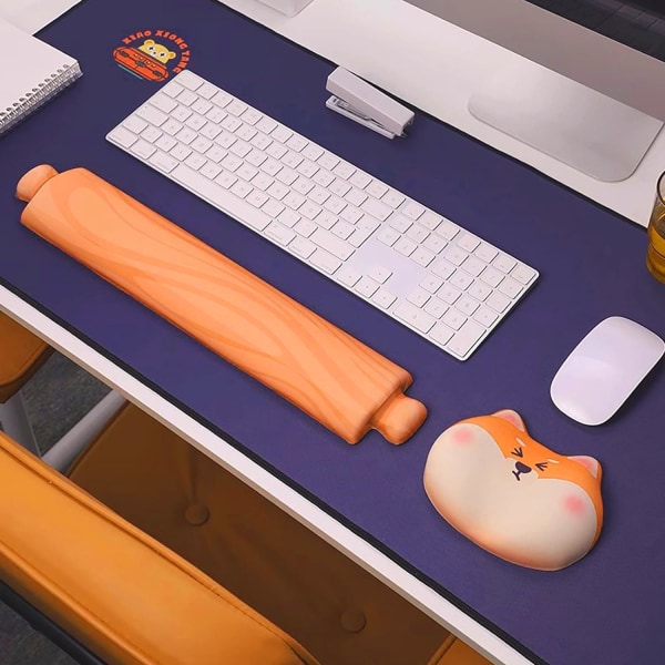 Keltainen Corgi Cute Mouse -rannetuki, Ergonominen Memory Foam -tietokoneen rannetuki liukumattomalla alustalla, pöytätarvike tietokoneelle (hiirelle)