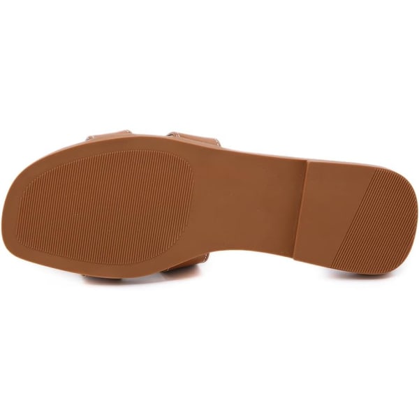 Dame Sandal Flat Band Slide Sandal, Hvit, Svart, Metalliske Sandaler