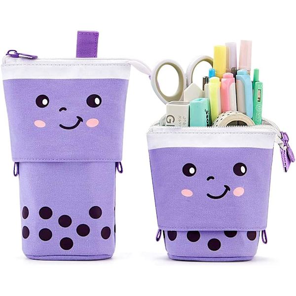 Boba Cute Seisova Kynäkotelo Lapsille, Pop Up Kynälaatikko Meikkipussi, Seisova Joululahja Lasten Kynänpidike (Violetti)