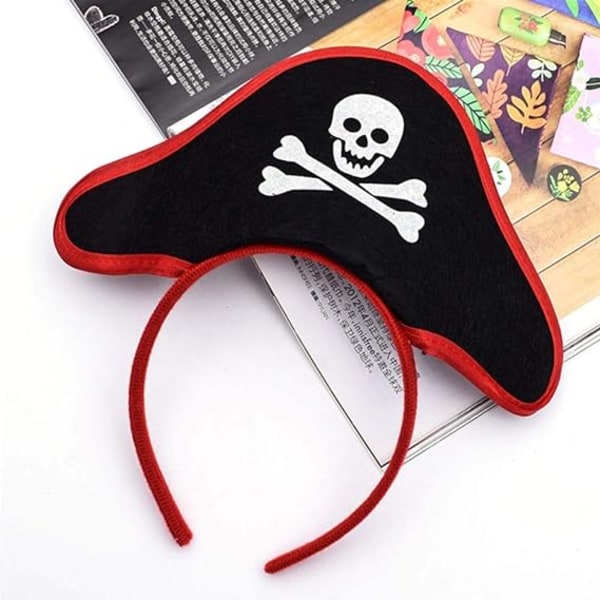 4st Halloween Pirate Pannband Hatt Skalle Kapten Cap Hårband Hårbågar Maskerad Cosplay Kostym Tillbehör för Kid Dress Up Pirate Hat Herr