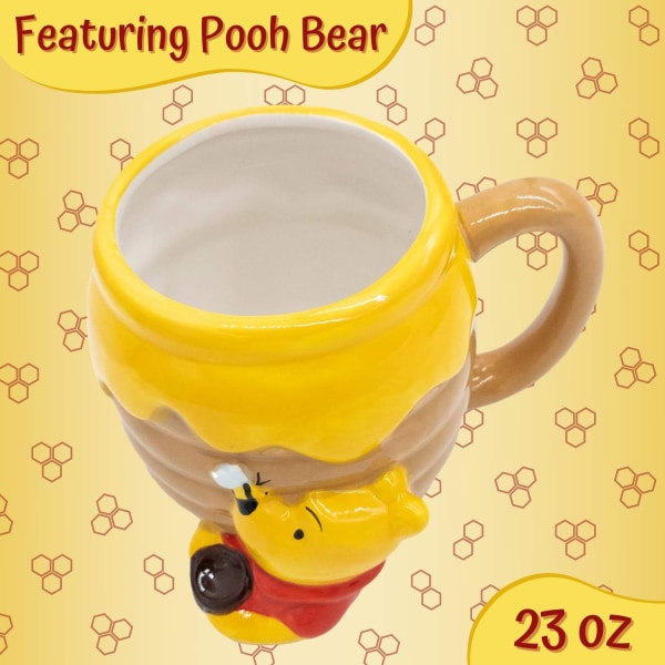 Winnie the Pooh Honning "Hunny" Pot Keramisk 3D skulpturert kaffekrus, 23 unser
