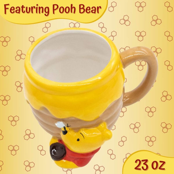 Winnie the Pooh Honung \"Hunny\" Kruka Keramisk 3D Skulpturerad Kaffe Mugg, 23 Ounces