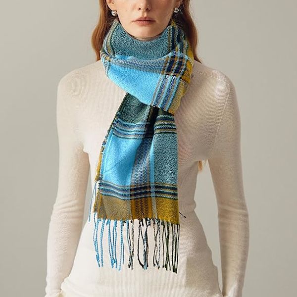 Klassisk ternet tørklæde til kvinder med kvast - Super blødt cashmere-lignende materiale - Vintertørklæde - Tartan - Varmt og chunky sjal
