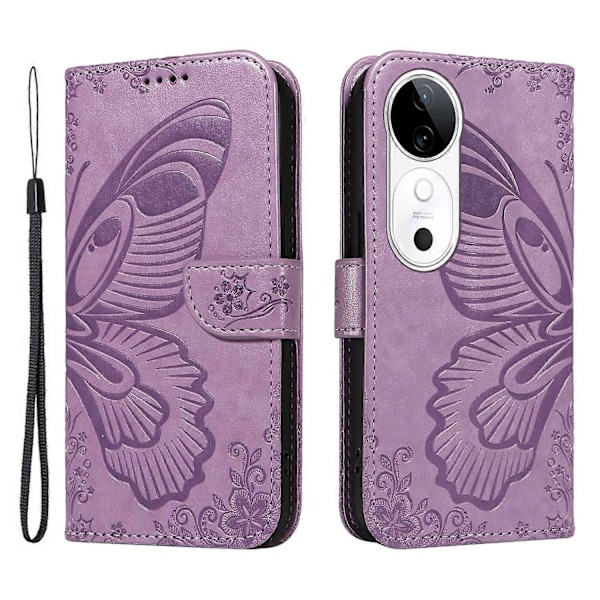 Kotelo vivo S19 5G/V40 5G:lle Lompakko Käännettävä Iskunkestävä Kukka Perhonen Nahkainen Puhelinkotelo Multicolor Style C