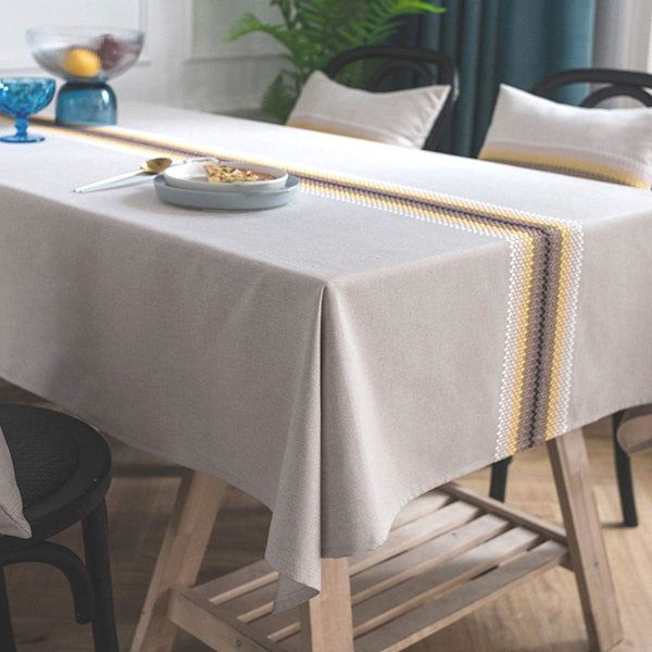Brodert duk i bomullslin, dukduk til kjøkken, spisestue, bordplate, hjemmedekorasjon (firkant, 53 x 53 tommer)