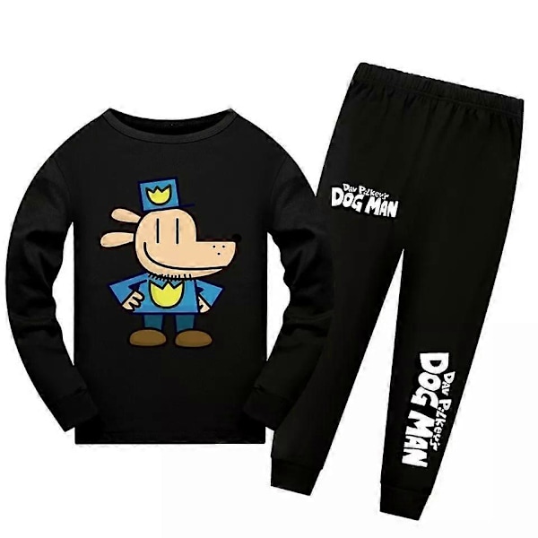 \"Barn Hundmannen Världsbokdagen Långärmad Tröja+Byxor Sovkläder Nattkläder Pyjamas Set\" Black 6-7Years
