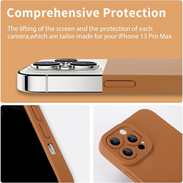 Designad för iPhone 13 Pro Max Skal Gel Gummi Heltäckande Skydd Stöttåligt Fodral för Apple 13 Pro Max Endast, Stöttåligt Skydd (Gyllene Brun)