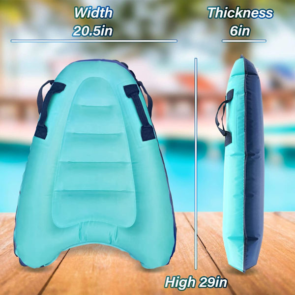 Oppustelig Surfboard Bærbar Bodyboard med Håndtag, Letvægts Svømning Flydende Surfboard, Surf Body Board Pool Floats(Grøn)