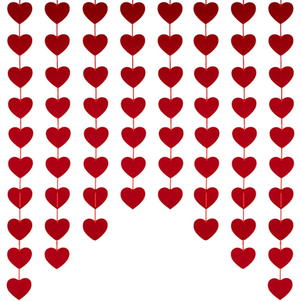 Valentinsdag Dekoration - 80 Røde Filt Girlander Hængende Hjerter - Ingen Diy - Valentinsdag Dekoration Hjem Kontor Bryllup