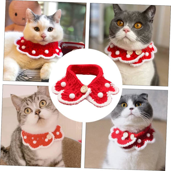 2 stk kjæledyrskjerf kostyme halskjede for gutter choker for jenter julehundeskjerf jentegaver skjerf krage katteunge bib klær -L 30-35cm