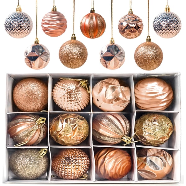 12 stycken julgranskulor Julgranskulor, matta och glänsande julgransdekorationer Glittrande julgranskulor ∅ 6CM (guld)