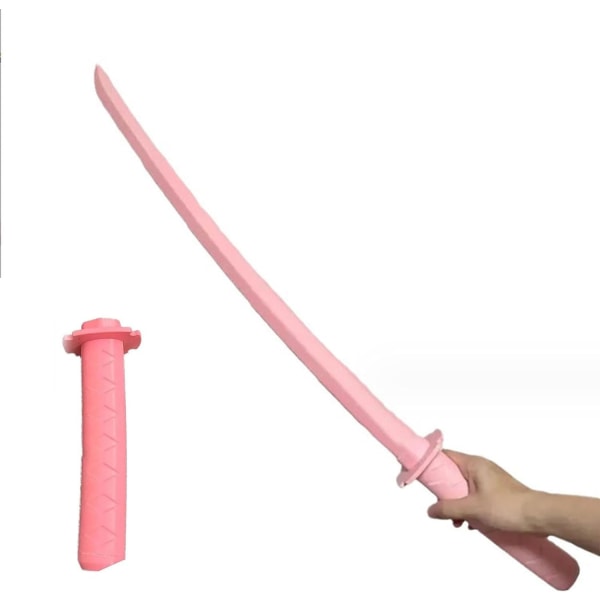 Rolig plastteleskopisk Katana-leksak, kreativ dekompression Superknepig leksak (rosa)
