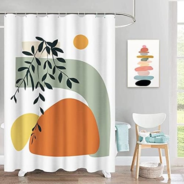 Boho Moderne Bruseforhæng til Badeværelse/Abstrakt Moderne Kunst Minimalistisk Geometrisk Bad Vandtæt Bruseforhæng Sæt