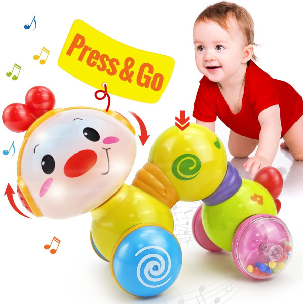 Baby 6-12 månader+ Press & Go Musical Light Toys för 1-årig flickapojkepresenter, 9 6 månader gamla baby 6 till 12 månader Baby