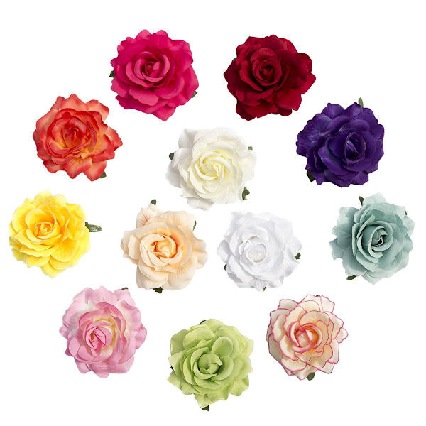 12 stk. elegante store rosenblomst hårklemmer hårnåle blomsterbrocher pin boho hårklemme rosenhårtilbehør til kvinder piger dame brude