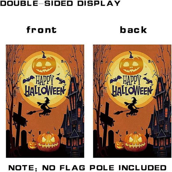 Halloween Græskar Have Flag - Happy Halloween Have Dekorationer 12 * 18 Dobbeltsidet Burlap Vertikal Bat Slot (Halloween Græskar-4)