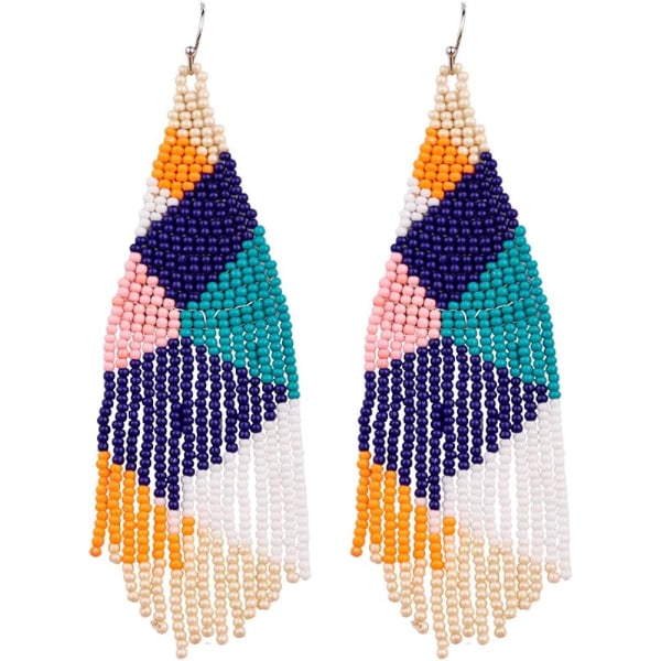 Heyone Lange Perleøredobber – Boho Native Håndlagde Frøperle Duskeøredobber for Kvinner og Jenter, Bohemian Store Statement