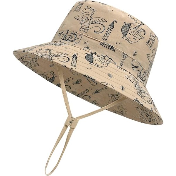 Baby Solhatt, Solhatt för Pojkar, Toddlerhatt, UPF 54+ Hinkhatt för Babyflickor, Spädbarnsstrandhatt med Bred Brätte, Barnkepsar