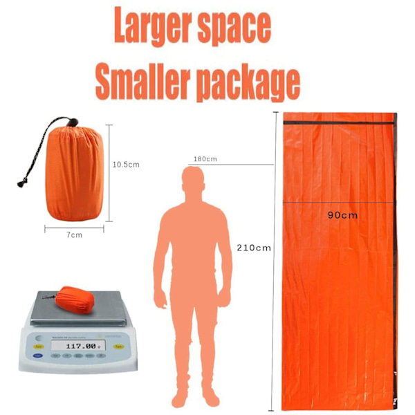 4-pack Utomhus Nödsituation Termisk Vattentät Sovsäck Camping Överlevnad Bivvy Sack Orange