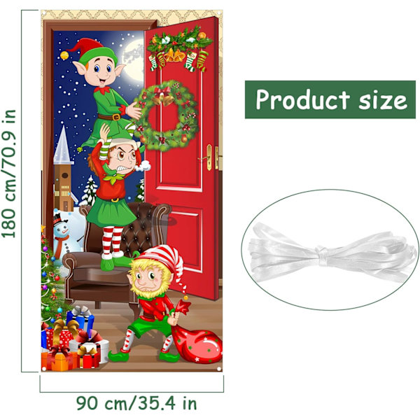 Jul Dörrömslag, Roliga Alver Dörr Bakgrund Tyg Jul Bakgrund Banner Jul Dörr Hängande Överdrag, 70.9 x 35.4 Tum