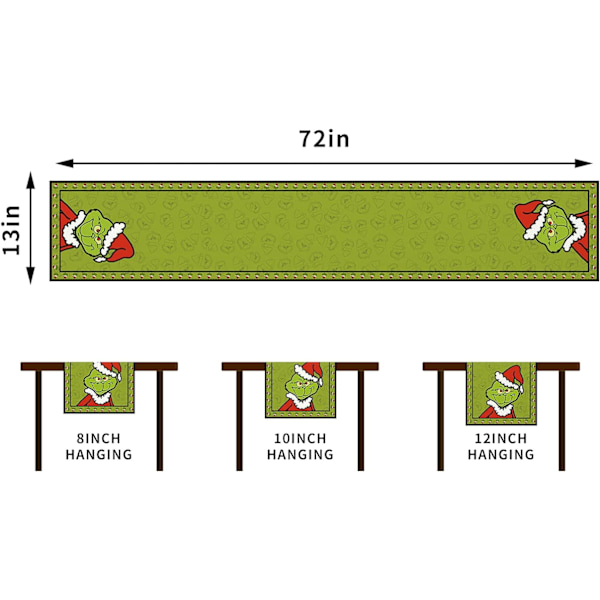 Julebordflag Merry Grinchmas Dug til Jul Julepynt og Hjemmekøkken Bordservice - 13×72''