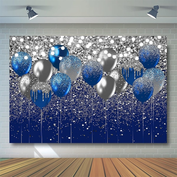 Kungsblå glitterbakgrund för födelsedag bröllopsbal avslutningsfotografi Bakgrundsfest Glitterblått (7x5ft, blått och silver)