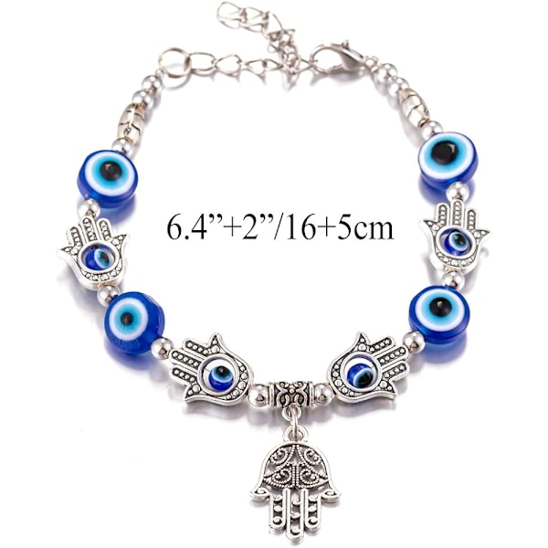 Onde øye Hamsa håndarmbånd for beskyttelse og lykke, håndlagde lenkearmbånd for kvinner menn tenåringsgutter jenter amulett smykker