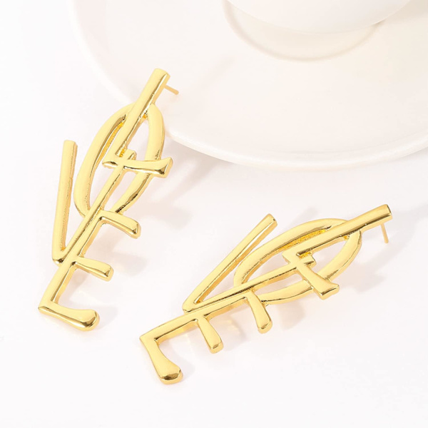 Heyone Simple Punk Kærlighedsbrev Store Lange Dangle Øreringe Mode Engelsk Alfabet Kærlighed Hjerteform Dangle Stud Øreringe