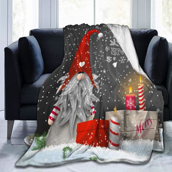 Ansigtsklud Uldtæppe, Glædelig Jul Dværg Julegave Snefnug Sengetæppe til Sofa, Blødt og behageligt Mikrofiberpude 203,2 X 152,4 cm