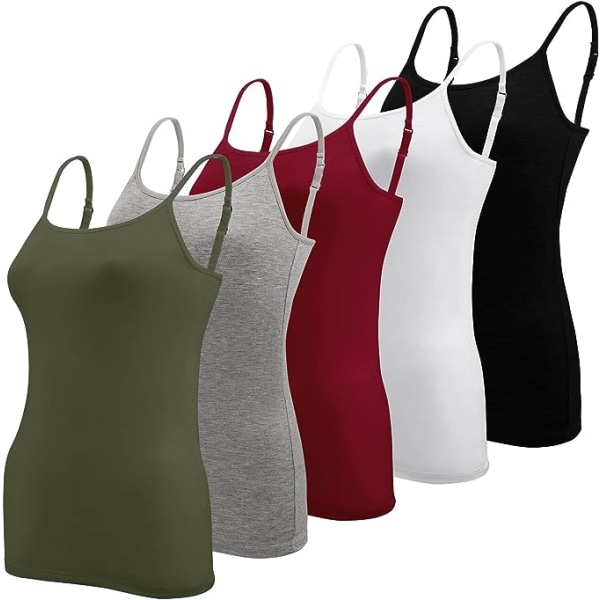 5 st Basic Camisole Justerbar Camisole Spaghetti Rem Tank Top för Kvinnor och Flickor (Stor)