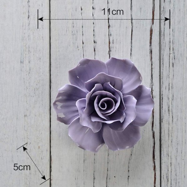 Keramisk Blomma Vägghängande 3D Rose Ornament Vägg Bakgrund Väggmålning Hängande dekoration- Storlek S (lila)