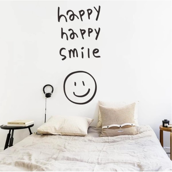 Happy Happy Smile -seinätarra olohuoneen taustalle, jääkaapin koristeluun, seinämaalaus, tarrat, PVC-tarrat - -