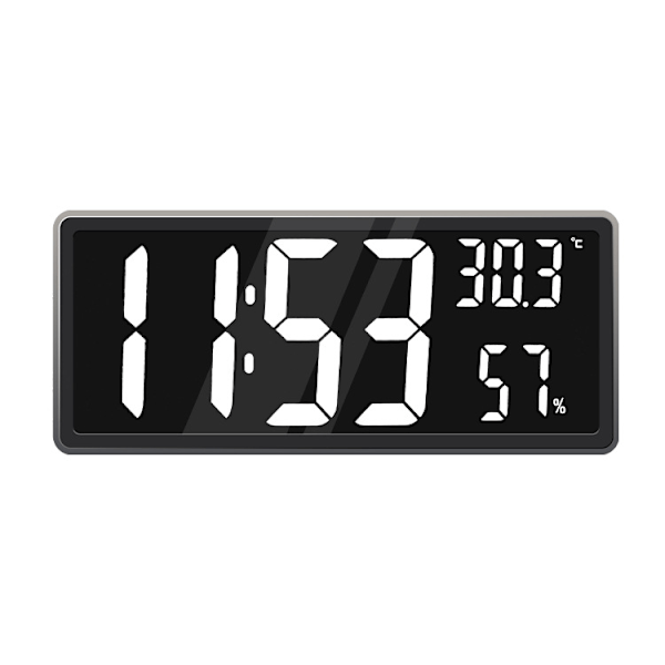 Stor digital väggklocka med digital display vit