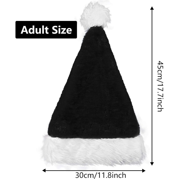 Heyone 1 Pack Santa Hat for Adults Christmas Hat Traditional Black and White Plush Christmas Santa Hat for Christmas Party