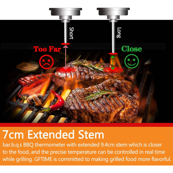 6cm Outdoor BBQ Grill Smoker Stainless Steel Thermometer, BBQ Smoker Thermometer