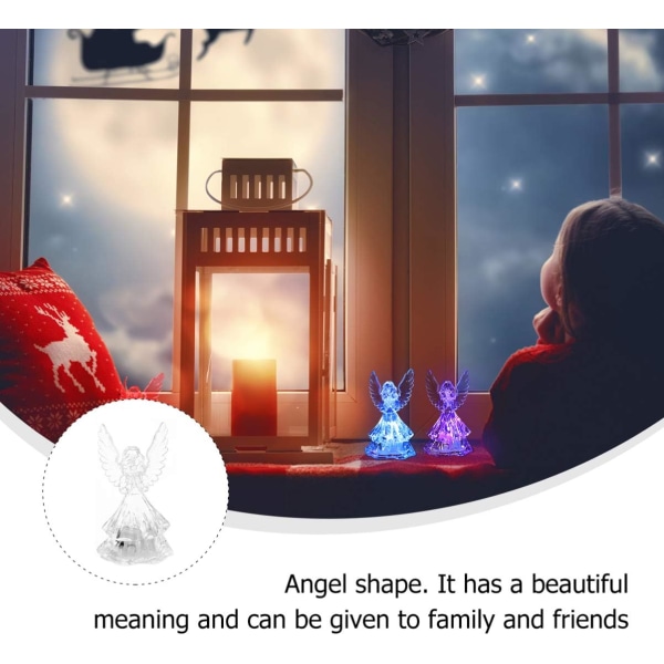 2st färgskiftande LED-ängellampa Ljus Trädgårdsängelgåvor Trädgårdsinredning Glittrande 3D-upplyst ängelfigur för skrivbordsprydnad Födelsedagspresent