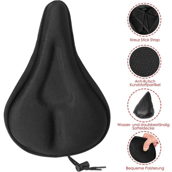 Saddle Cover Bicycle Gel in Black Bicycle Seat Waterproof Plastic Protection Indoor Cycle Padded Gel Saddle Cover for Men