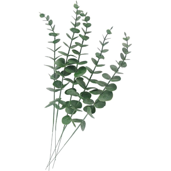 5 stk Ekte Touch Blad Kunstig Eukalyptus Stamme Faux Eukalyptuser Bryllupsbukett Midtpunkt Hjemmedekor (Grønn)--