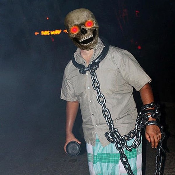 Fuldhoved kraniemaske, Halloween-maske med bevægelig kæbe, uhyggelig skelet skræmmende kraniemaske Cosplay kostumefest rekvisitter