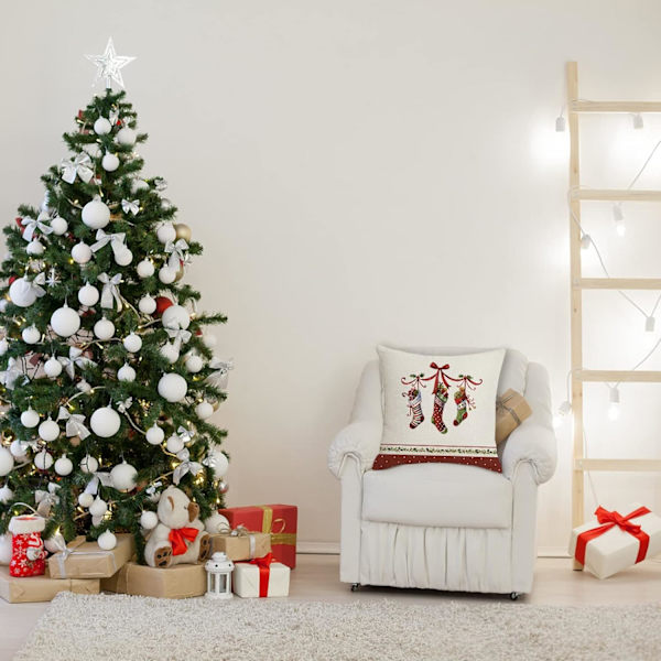Juleputetrekk 45x45cm, 4-pak juledekorative sofa i bomull og lin Jule-God jul-dekorasjon