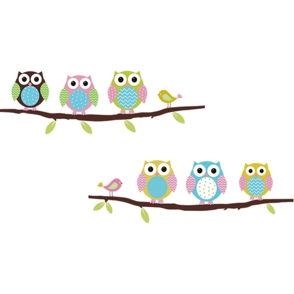 Animal Cartoon Owl Tree Vinylväggdekal för barnrum Heminredning Vardagsrumsdekoration Väggmålning Dekal Barndekaler Tapeter - -