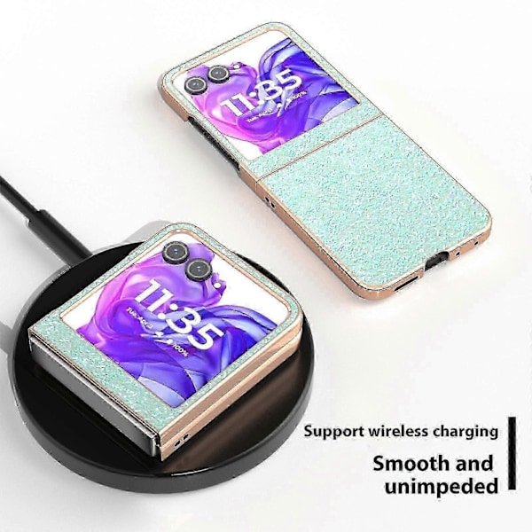 Skal för Motorola Razr 50 5G Elektropläterad Telefonfodral Färgglad Glitterdesign PU+TPU Skyddsfodral Mint Green