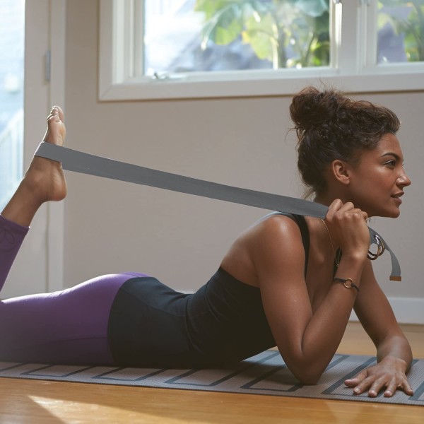 Yoga Strop Premium Atletisk Stræk Bånd med Justerbar Metal D-Ring Spænde Lås | Øvelse & Fitness Stretching