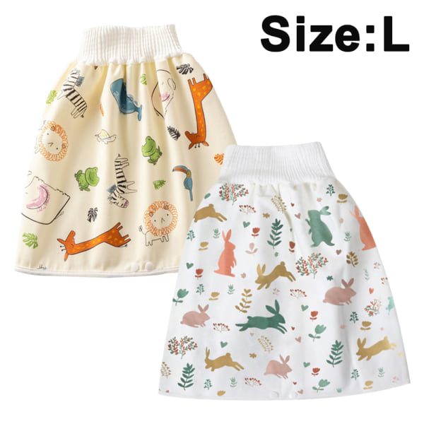 2 stk. Børneble Nederdel Shorts Vaskbare Babypotte Træningsnederdele Børn-Giraf+Løbekanin L