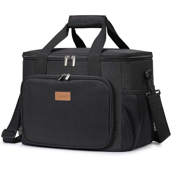 15L Isolerte Lunsjpose, Isolerte Pose Lunsj/Arbeid/Skole/Strand/Piknik Lunsjpose (Svart)