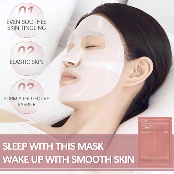 5-pakning Biodance Collagen Mask, Bio Collagen Real Deep Mask, Bio Collagen Overnight Mask, Kollagenmaske, Fuktighetsgivende Maske, Lysner Opp, Reduserer Fine Linjer A